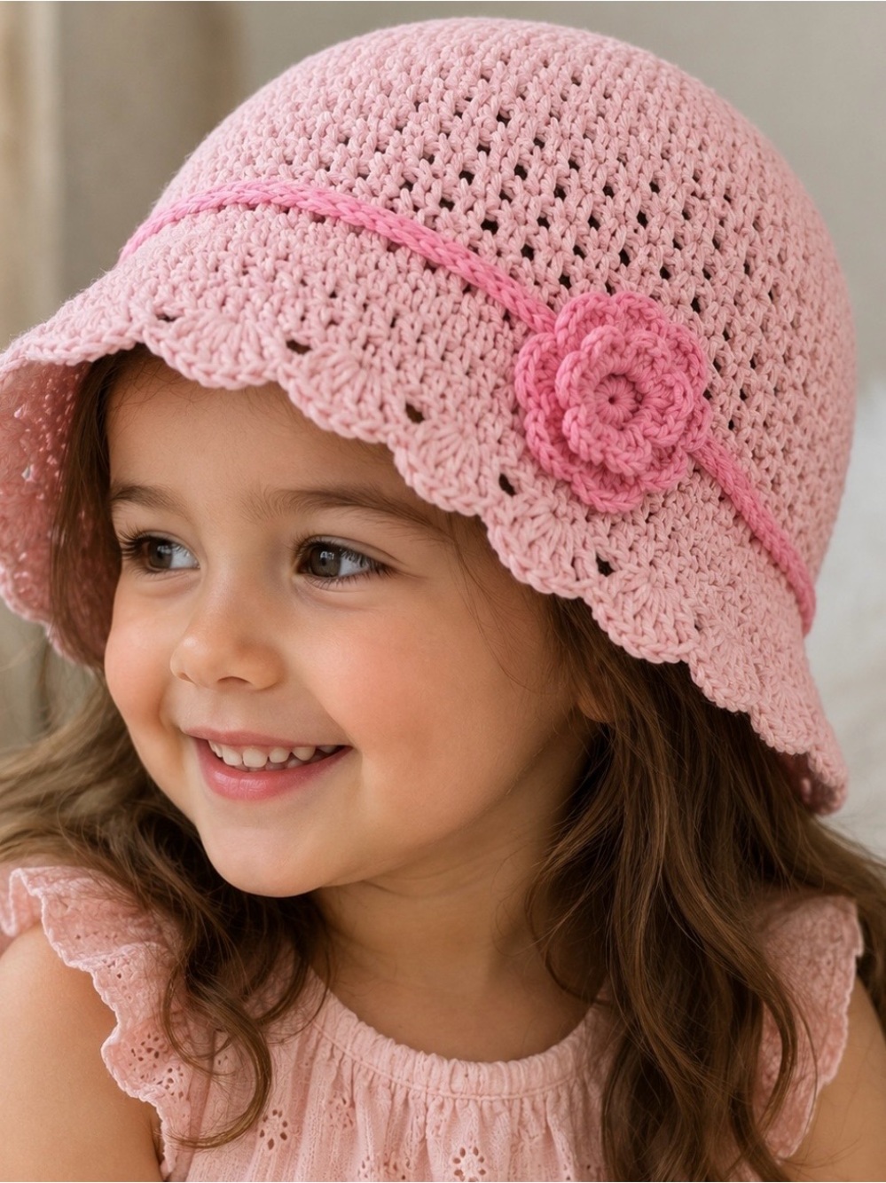 Bay Buckle girl hat pink 100% Paper with a flower